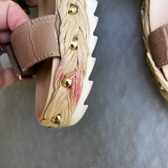 Donald Pliner Adjustable Larabee Sandals Shoes Sz 9 Leather Espadrille Slip On - Picture 3 of 9